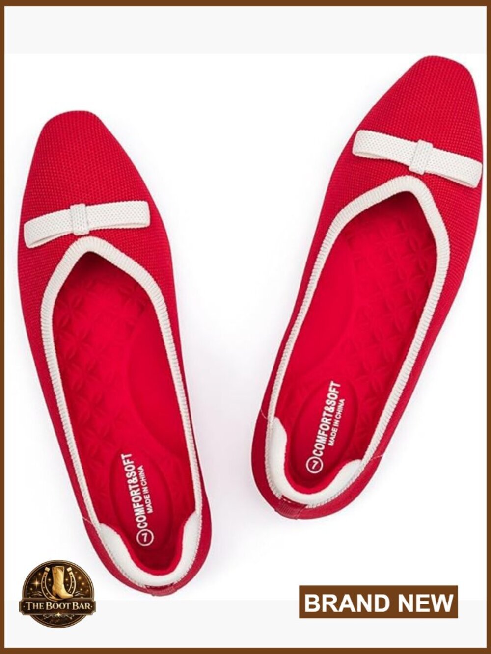 Women's Knit Ballet Flats Square Toe Slip-On Work Casual Shoes